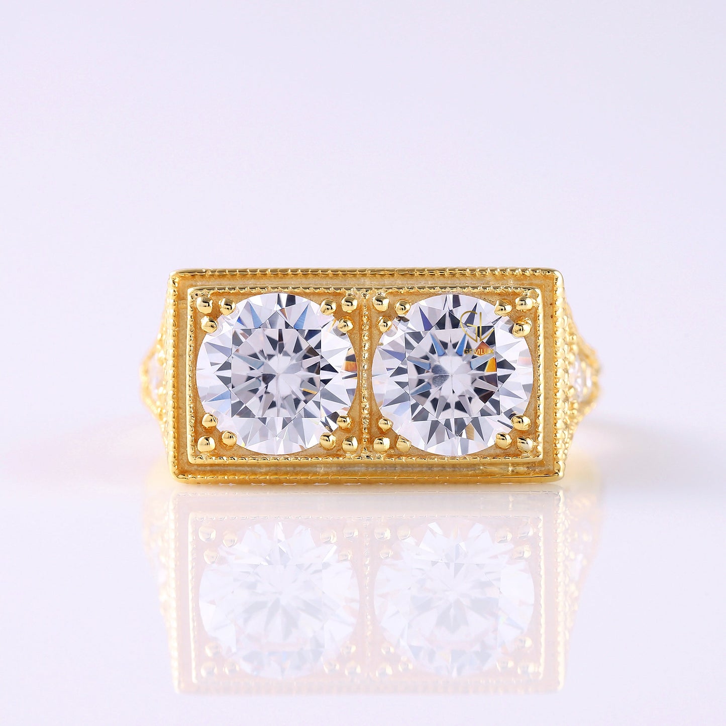 Antique Two Stone Lab Grown Vintage Ring