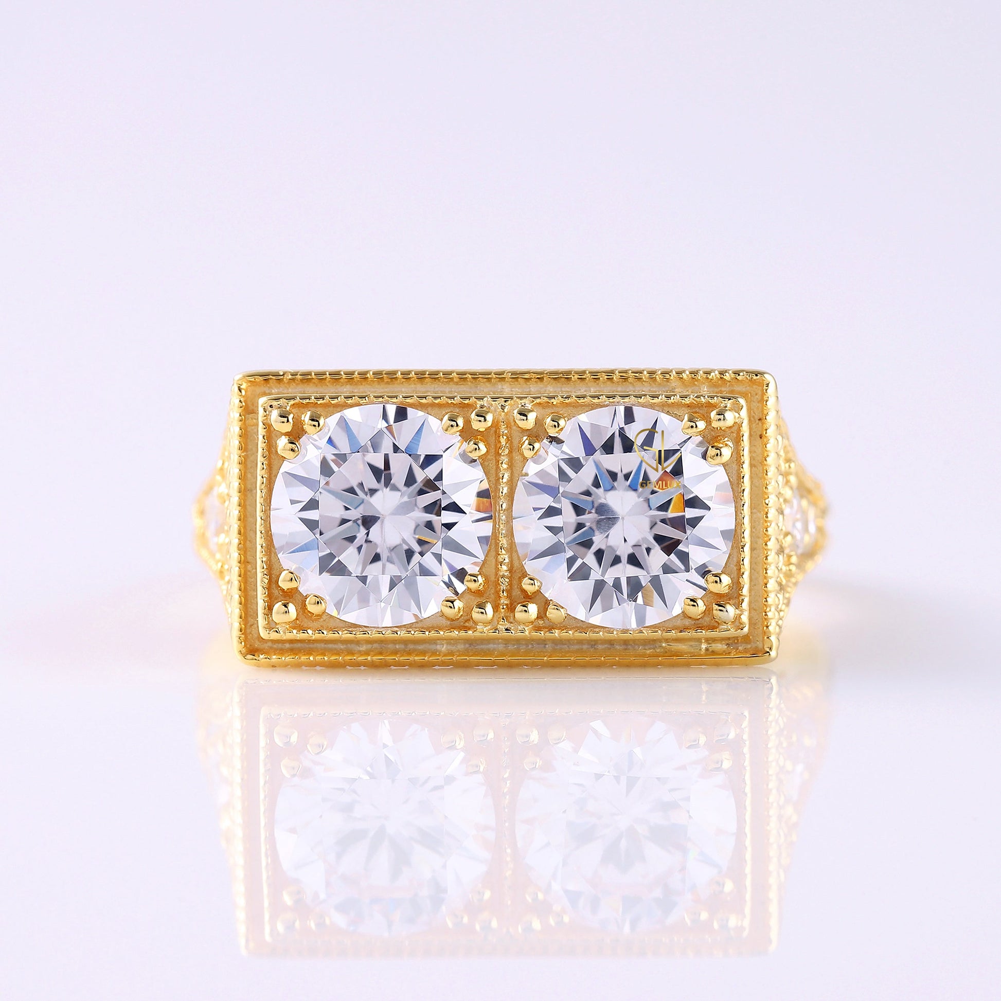 Antique Two Stone Lab Grown Vintage Ring