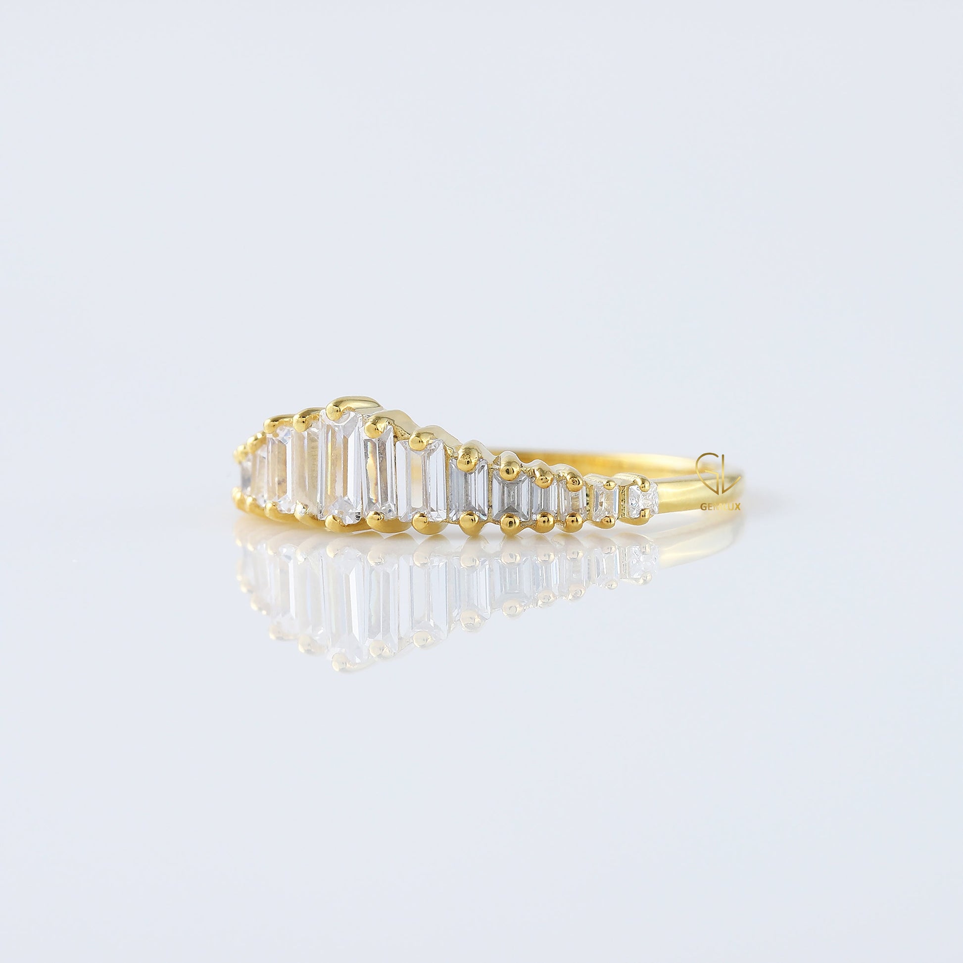 Art Deco Baguette Cut Tiara Wedding Band