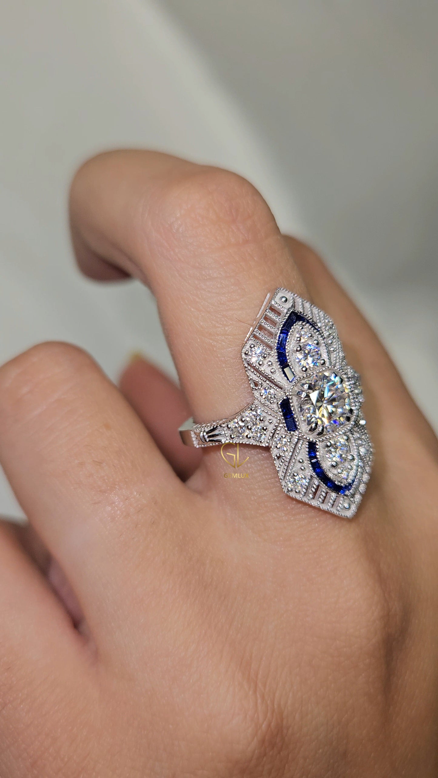 Art Deco Lab Grown Cocktail Ring