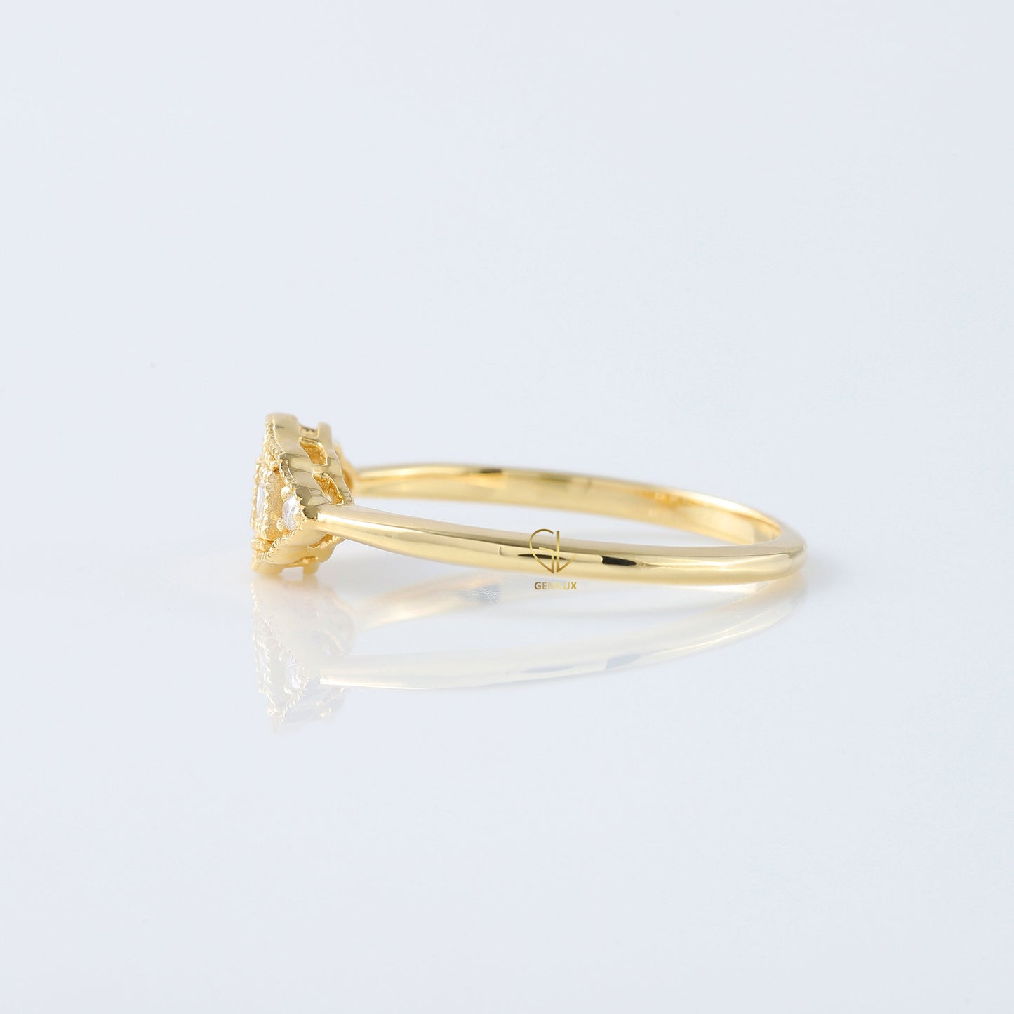 Art Deco Three Stone Princess Cut Lab Grown Minimalist Ring