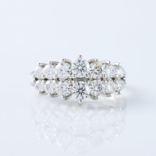 Art Deco Two Row Lab Grown Half Eternity Wedding Band