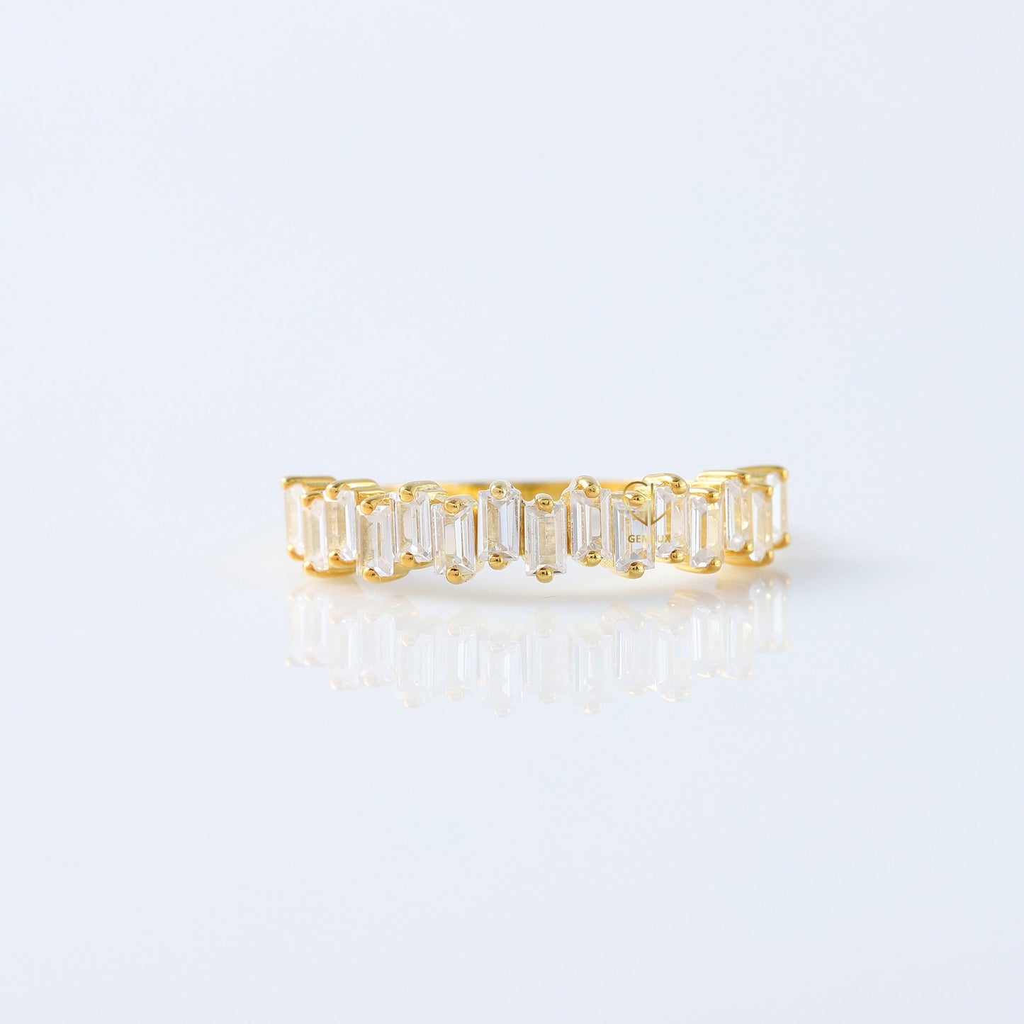 Baguette Cut Lab Grown Half Eternity Wedding Band