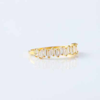 Baguette Cut Lab Grown Half Eternity Wedding Band