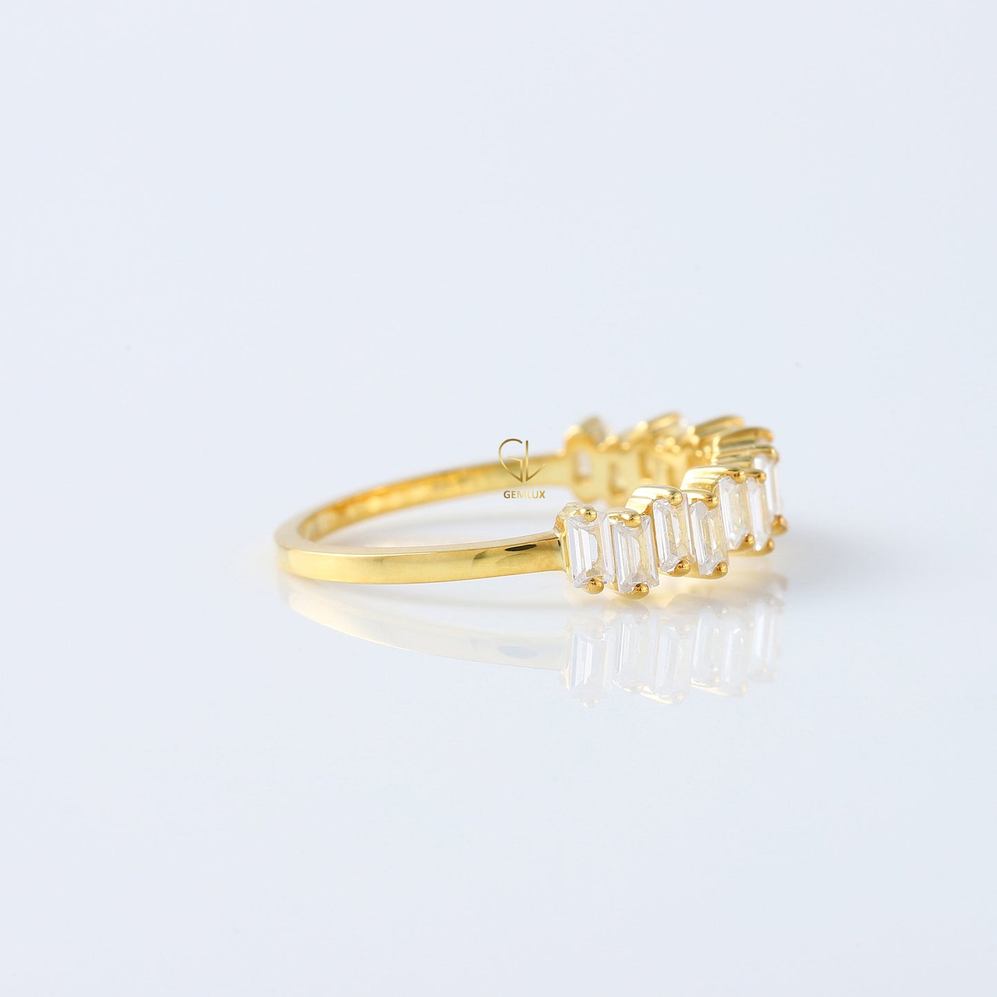 Baguette Cut Lab Grown Half Eternity Wedding Band