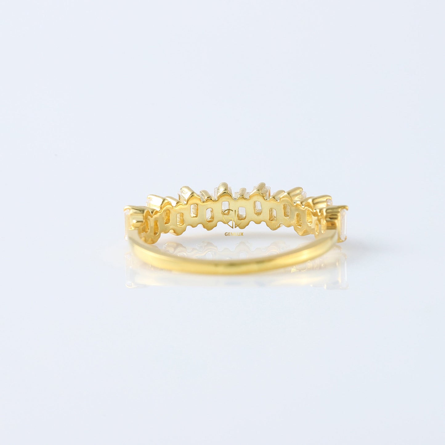 Baguette Cut Lab Grown Half Eternity Wedding Band