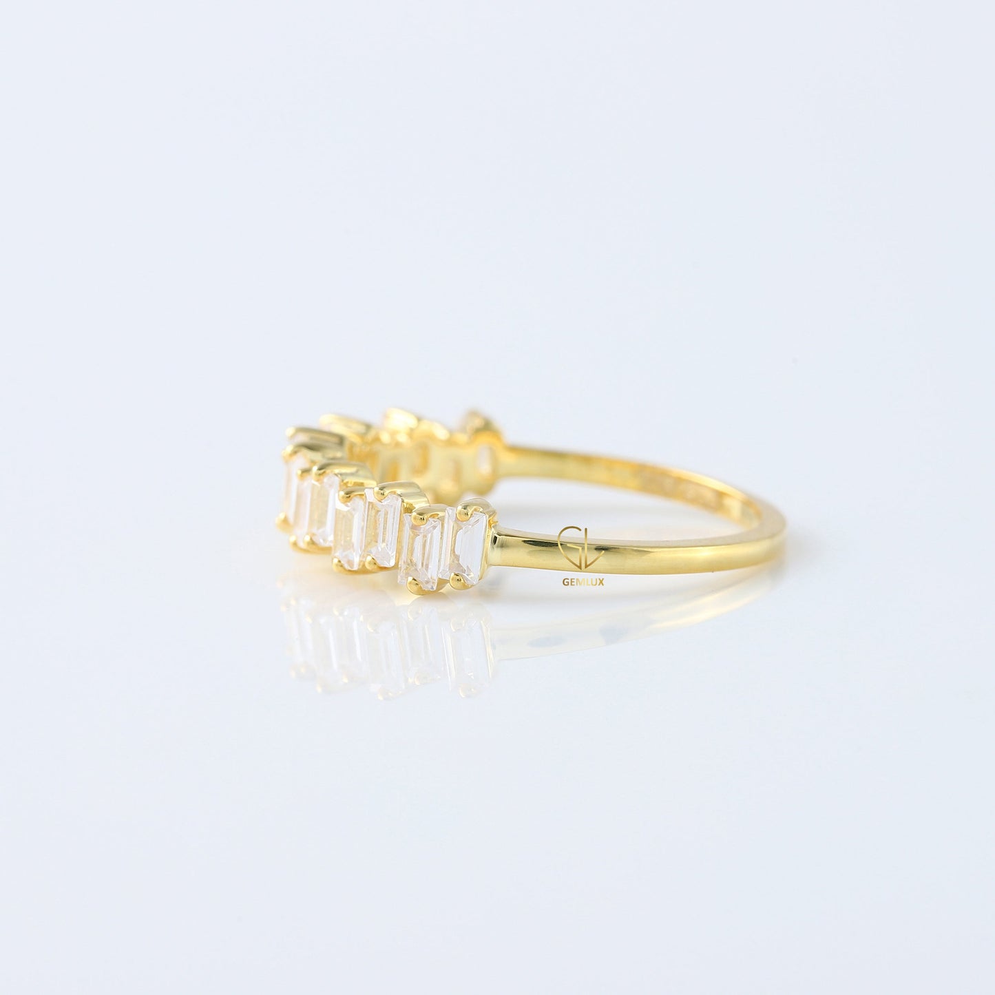 Baguette Cut Lab Grown Half Eternity Wedding Band