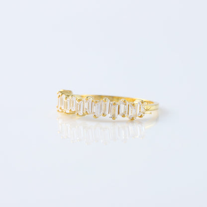 Baguette Cut Lab Grown Half Eternity Wedding Band