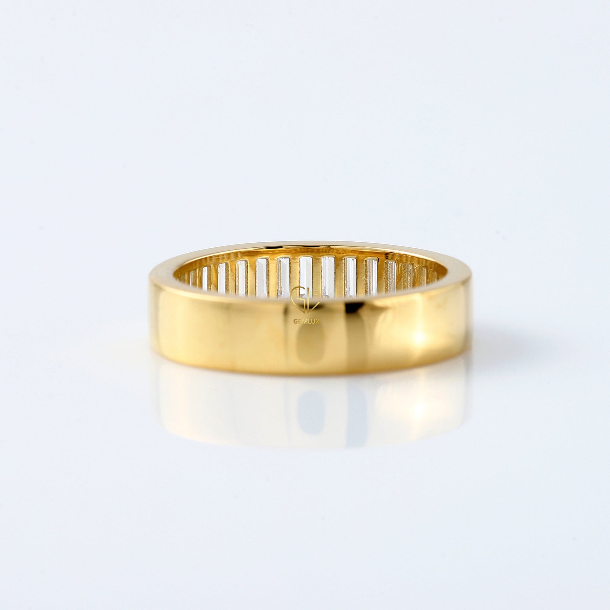 Baguette Cut Moissanite Diamond Channel Setting Half Eternity Band