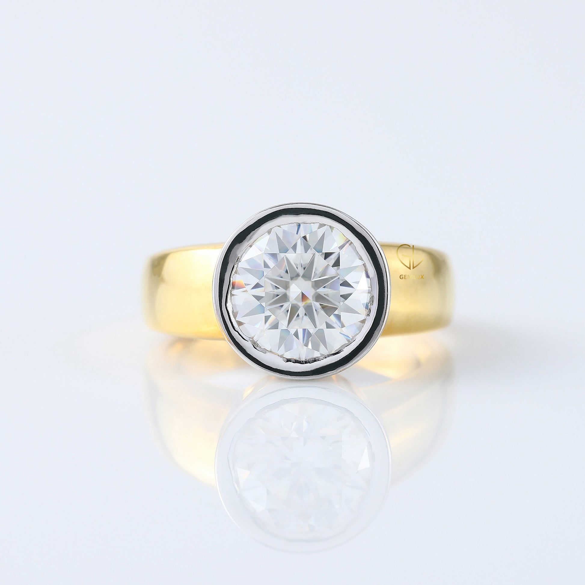 Bezel Set 3.35 Carat Round Cut Lab Grown Solitaire Ring