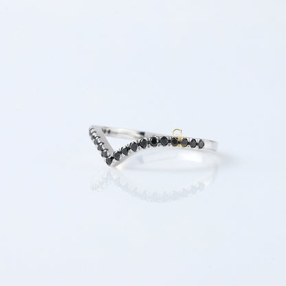 Black Round Cut Lab Grown Diamond Chevron Band