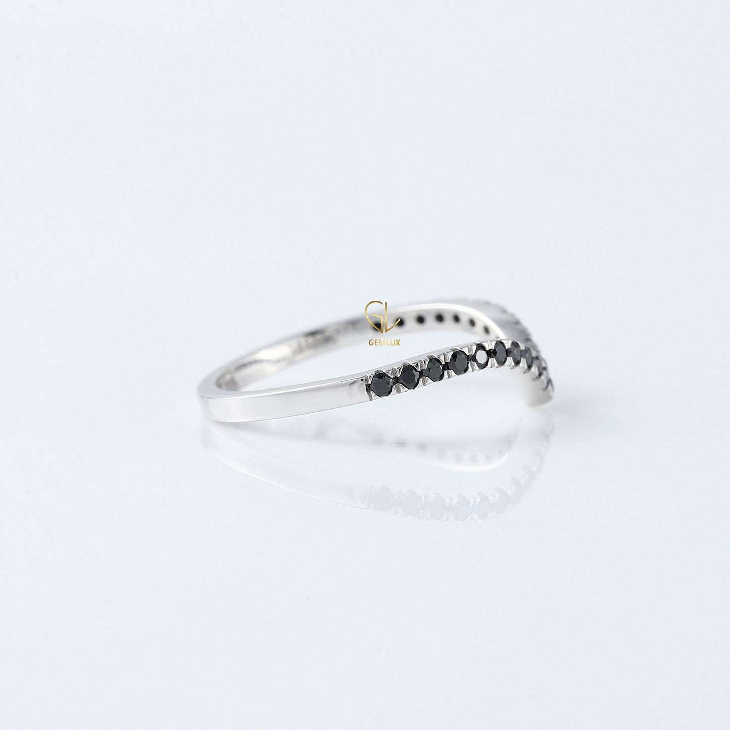 Black Round Cut Moissanite Diamond Curve Wedding Band