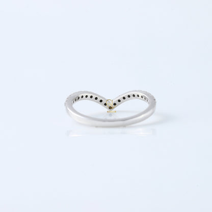 Black Round Cut Moissanite Diamond Curve Wedding Band