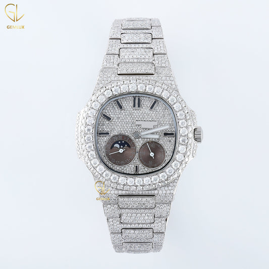 Chronograph Iced Out D VVS Lab Grown Diamond Watch For Men