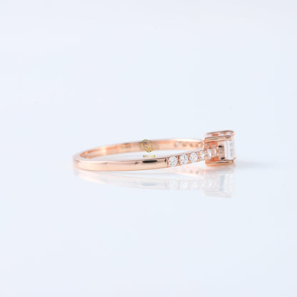 East West Emerald Cut Lab Grown Diamond Accent Ring