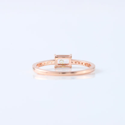 East West Emerald Cut Lab Grown Diamond Accent Ring