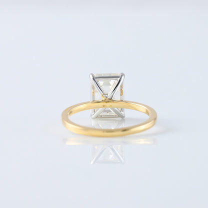 Emerald Cut Lab Grown Diamond Two Tone Solitaire Engagement Ring