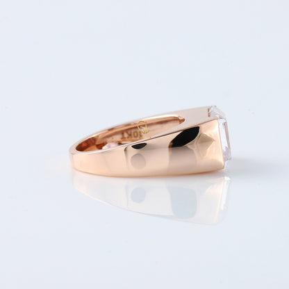 Emerald Cut Moissanite Diamond East To West Solitaire Ring