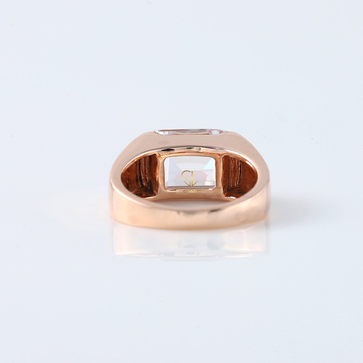 Emerald Cut Moissanite Diamond East To West Solitaire Ring