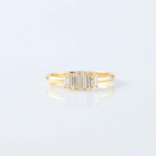 Emerald Cut Moissanite Diamond Five Stone Wedding Band
