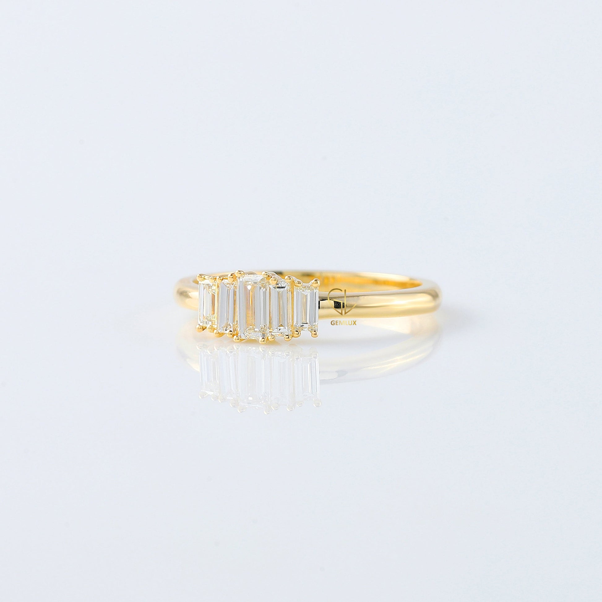 Emerald Cut lab Grown Diamond Five Stone Band