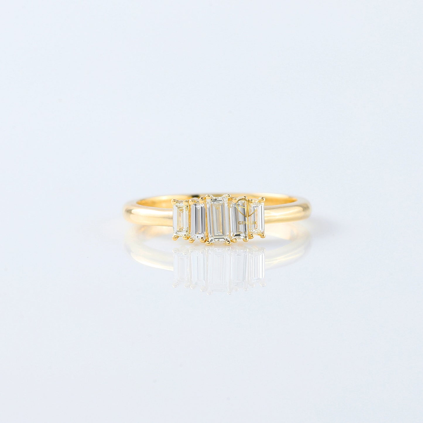 Emerald Cut lab Grown Diamond Five Stone Band