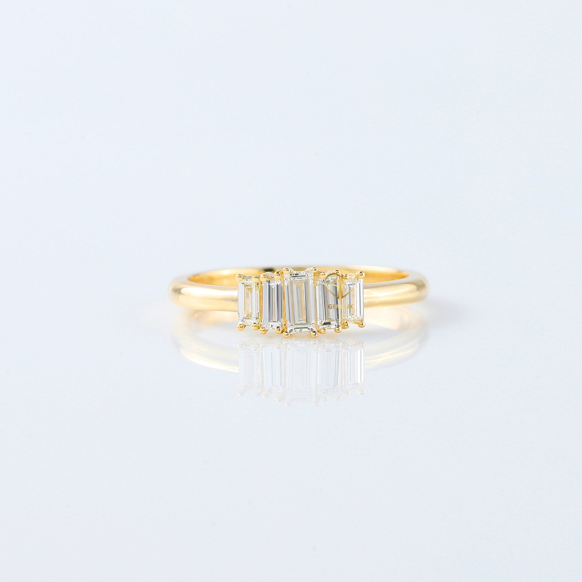 Emerald Cut lab Grown Diamond Five Stone Band