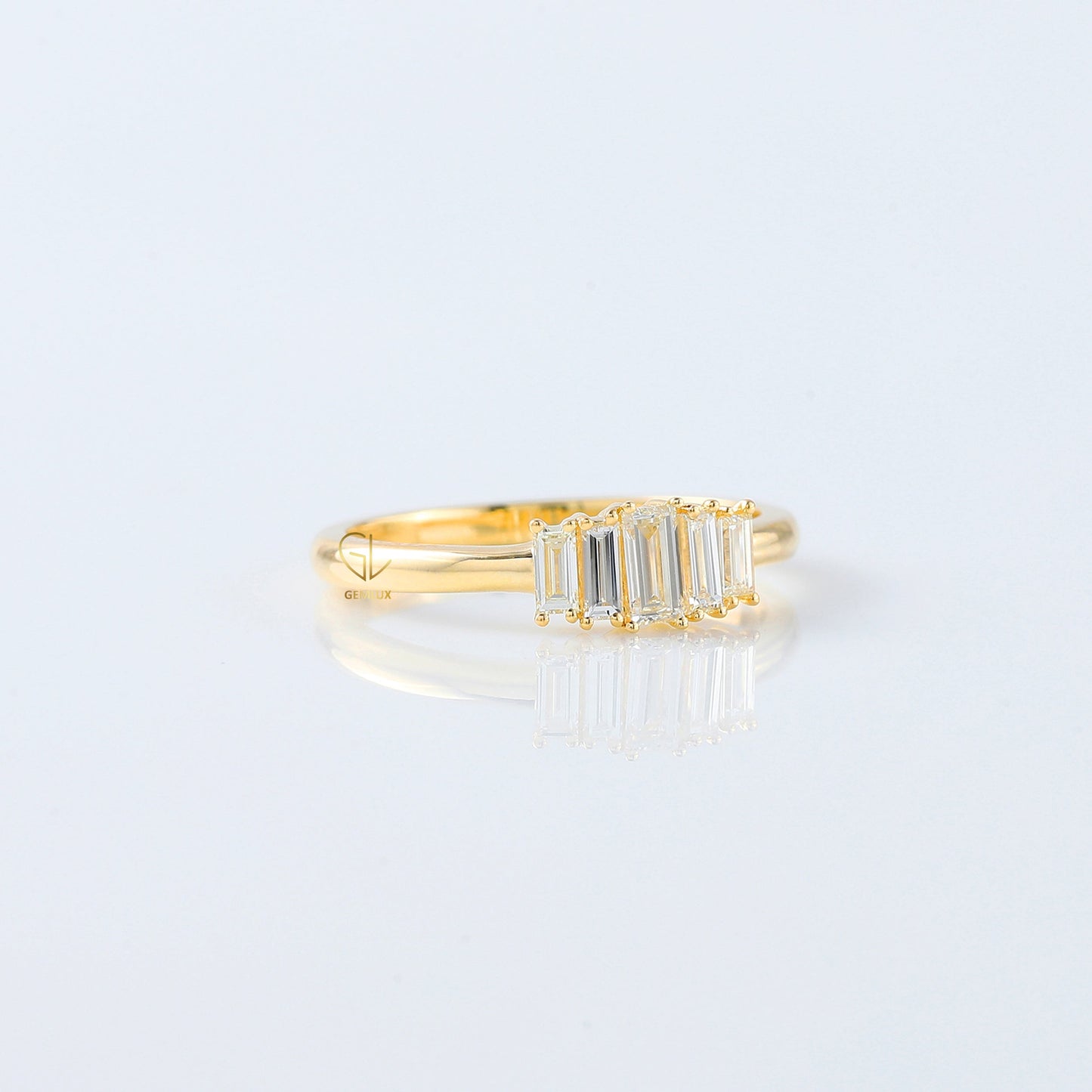 Emerald Cut lab Grown Diamond Five Stone Band