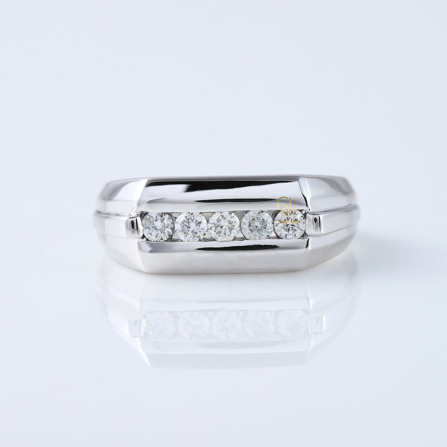 Five Stone Lab Grown Diamond Channel Set Men's Wedding Band