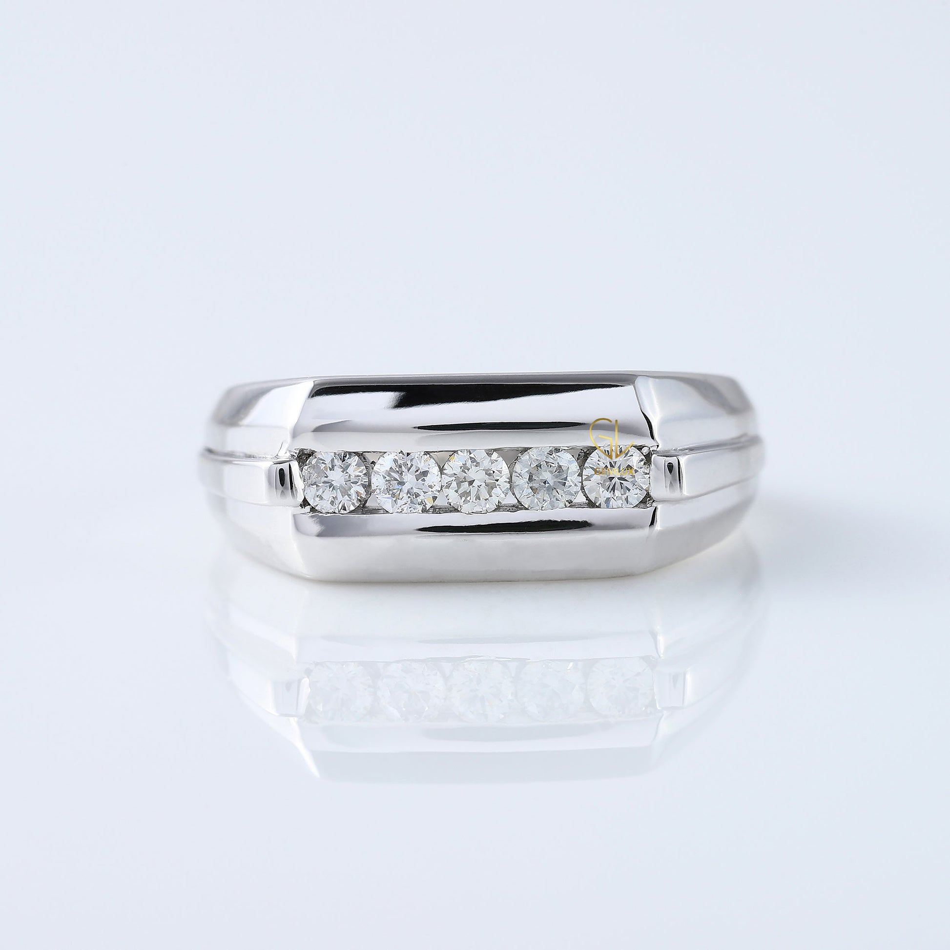 Five Stone Lab Grown Diamond Channel Set Men's Wedding Band