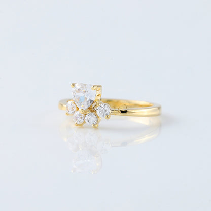Heart & Round Cut Lab Grown Diamond Five Stone Ring