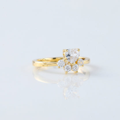Heart & Round Cut Lab Grown Diamond Five Stone Ring