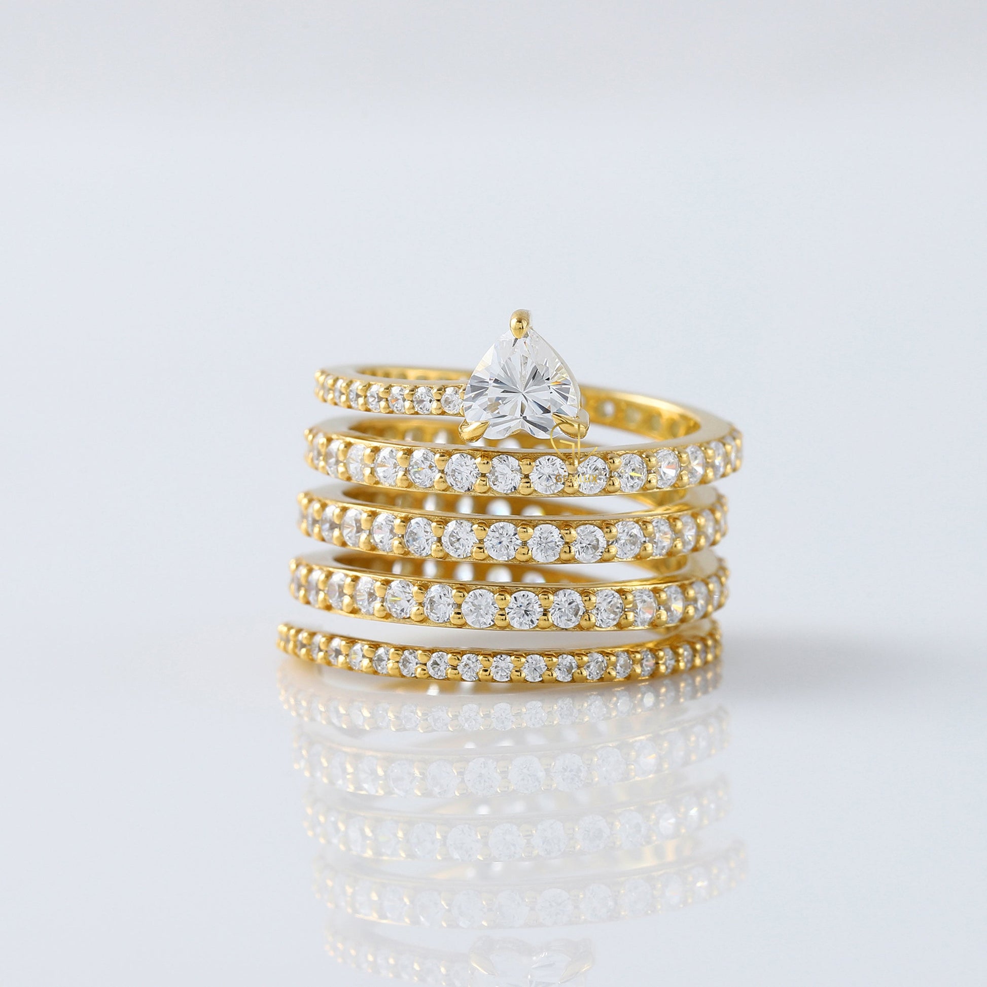 Heart & Round Cut Lab Grown Diamond Spiral Ring