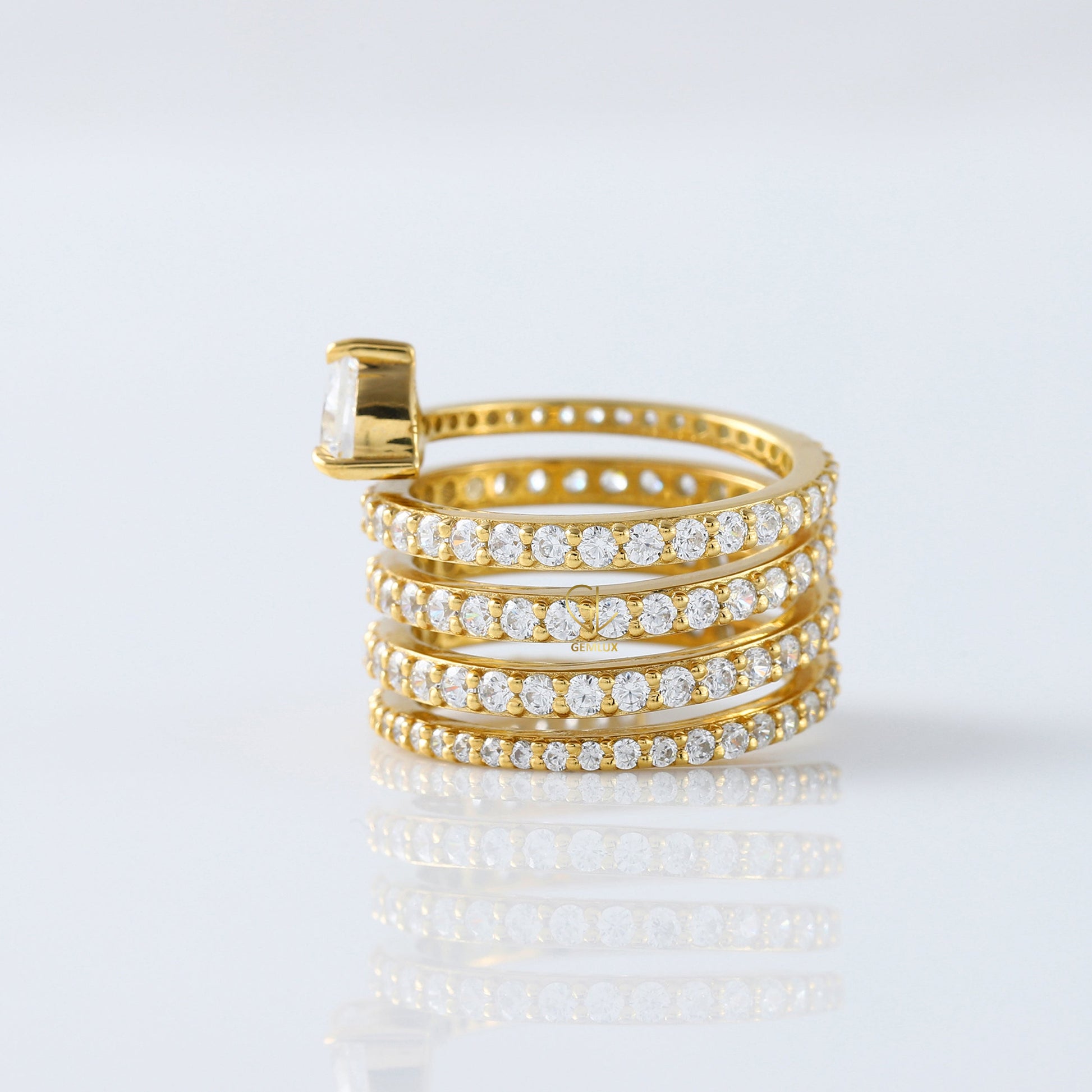 Heart & Round Cut Lab Grown Diamond Spiral Ring