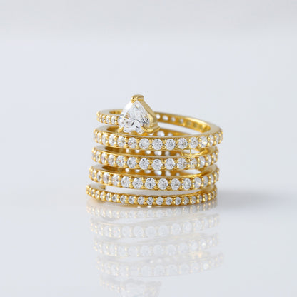 Heart & Round Cut Lab Grown Diamond Spiral Ring