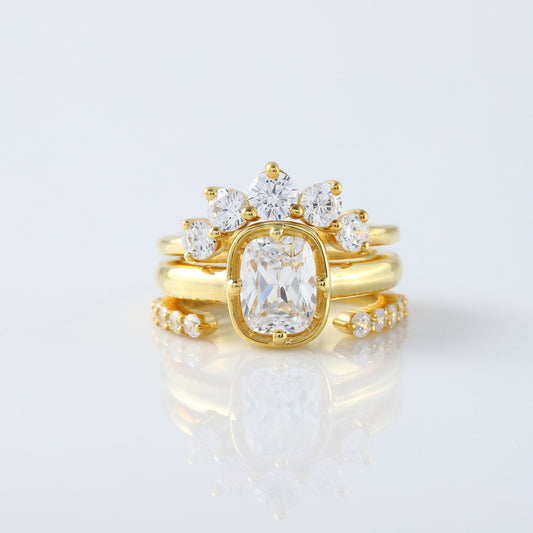 IGI Certificate 2 Ct Elongated Cushion Lab Grown Diamond Trio Ring Set