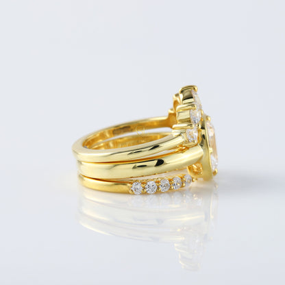 IGI Certificate 2 Ct Elongated Cushion Lab Grown Diamond Trio Ring Set