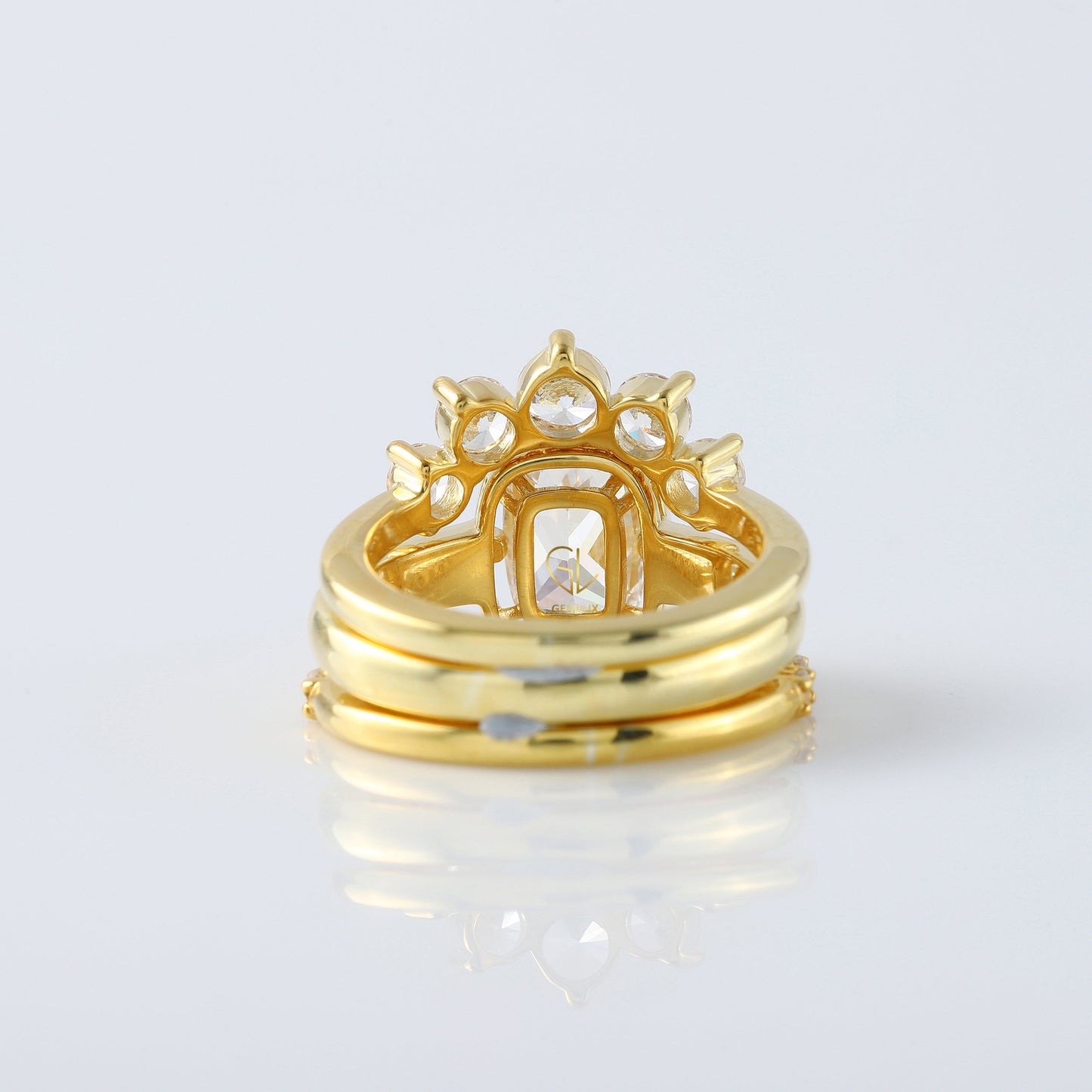 IGI Certificate 2 Ct Elongated Cushion Lab Grown Diamond Trio Ring Set