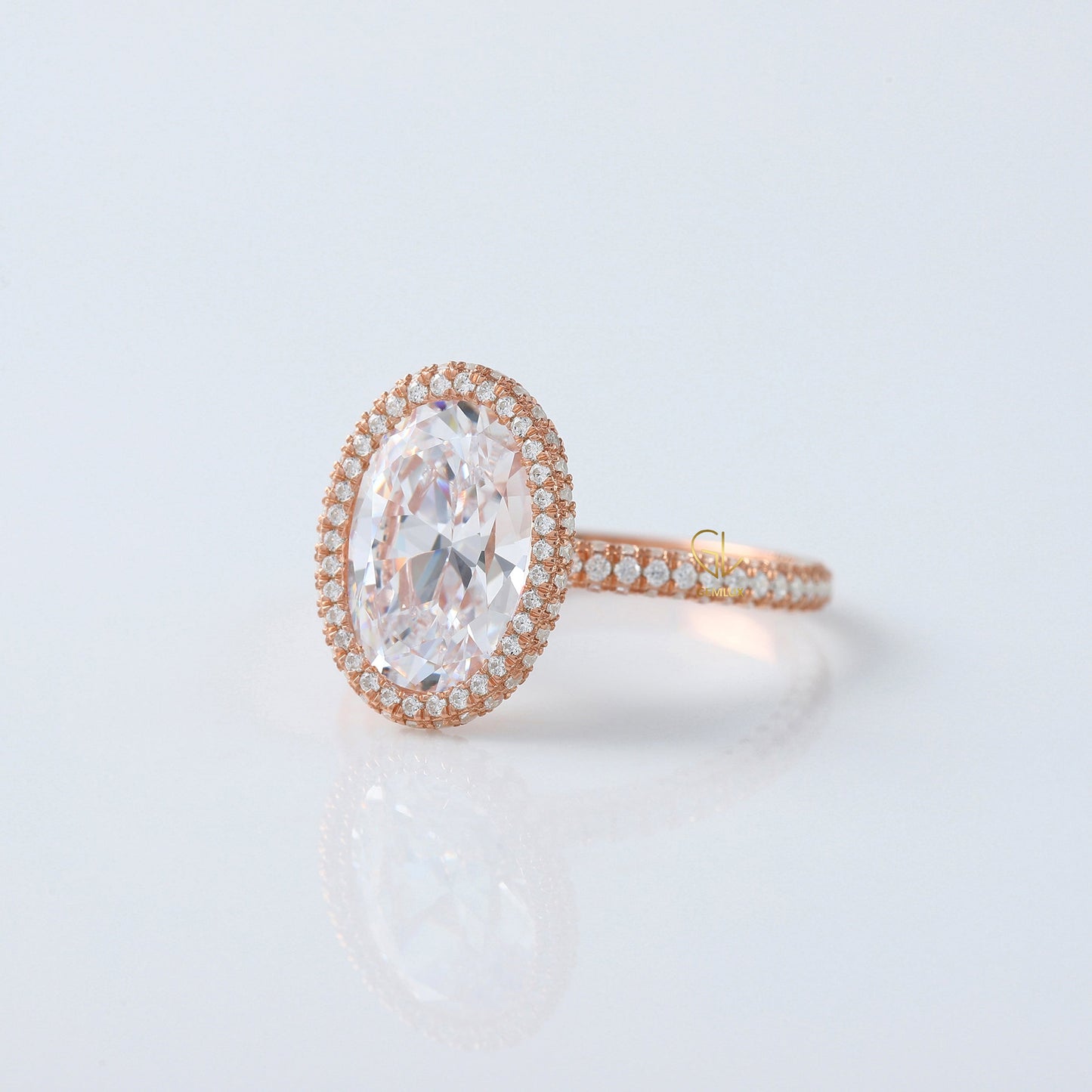 IGI Certified Oval Cut Lab Grown Diamond Halo Ring