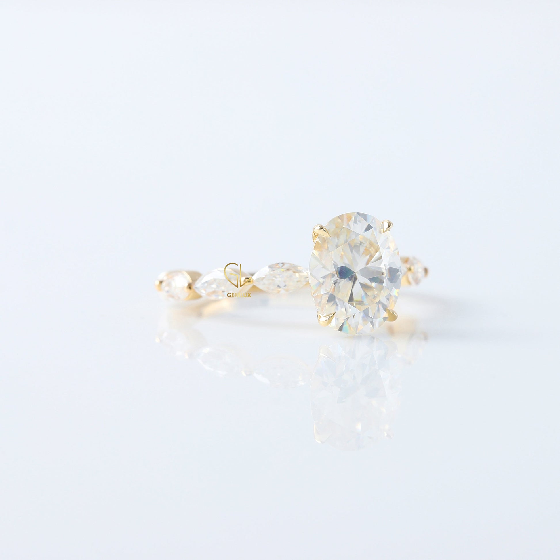 IGI Certified Oval Cut Lab Grown Diamond Solitaire With Accent Ring