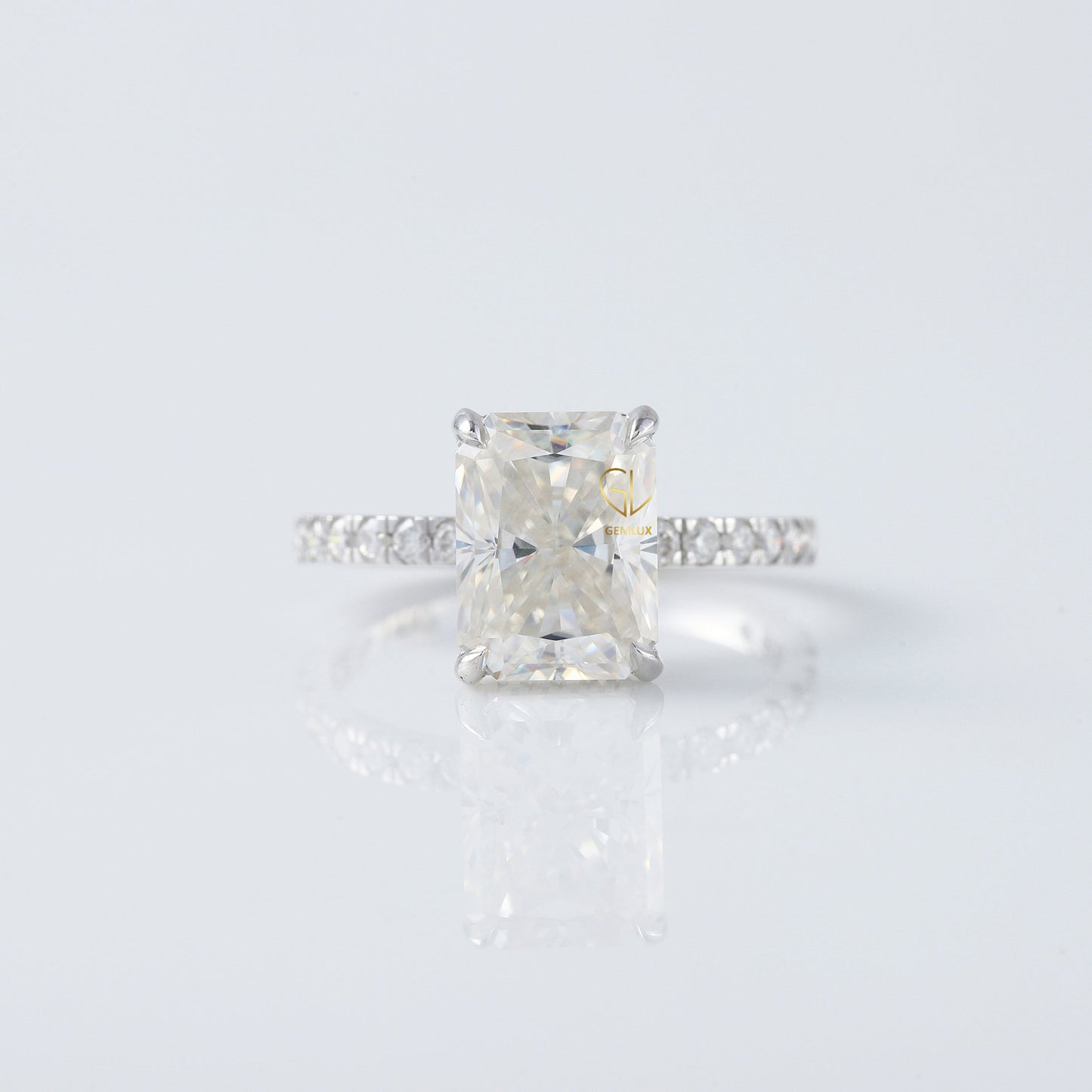 IGI Certified Radiant Cut Lab Grown Diamond Solitaire With Accent Ring
