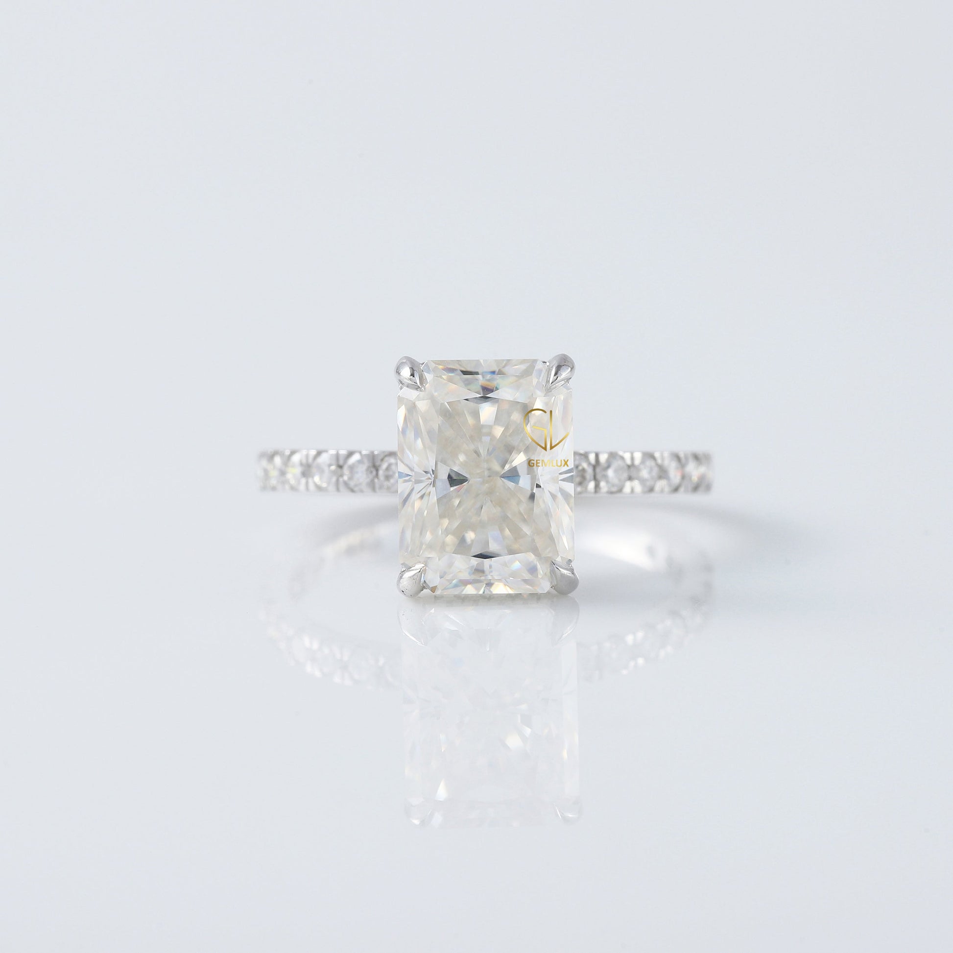 IGI Certified Radiant Cut Lab Grown Diamond Solitaire With Accent Ring