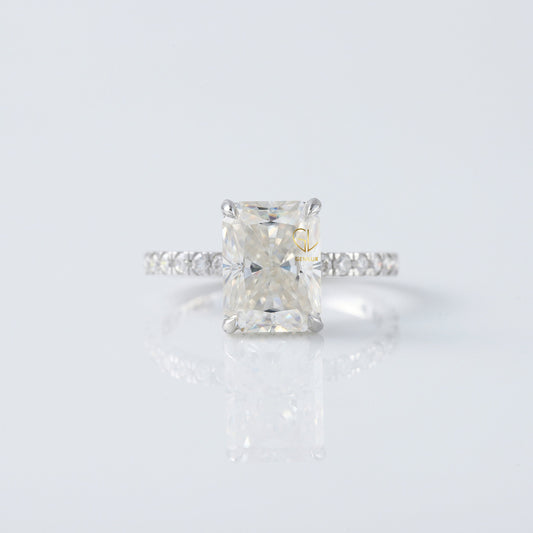IGI Certified Radiant Cut Lab Grown Diamond Solitaire With Accent Ring