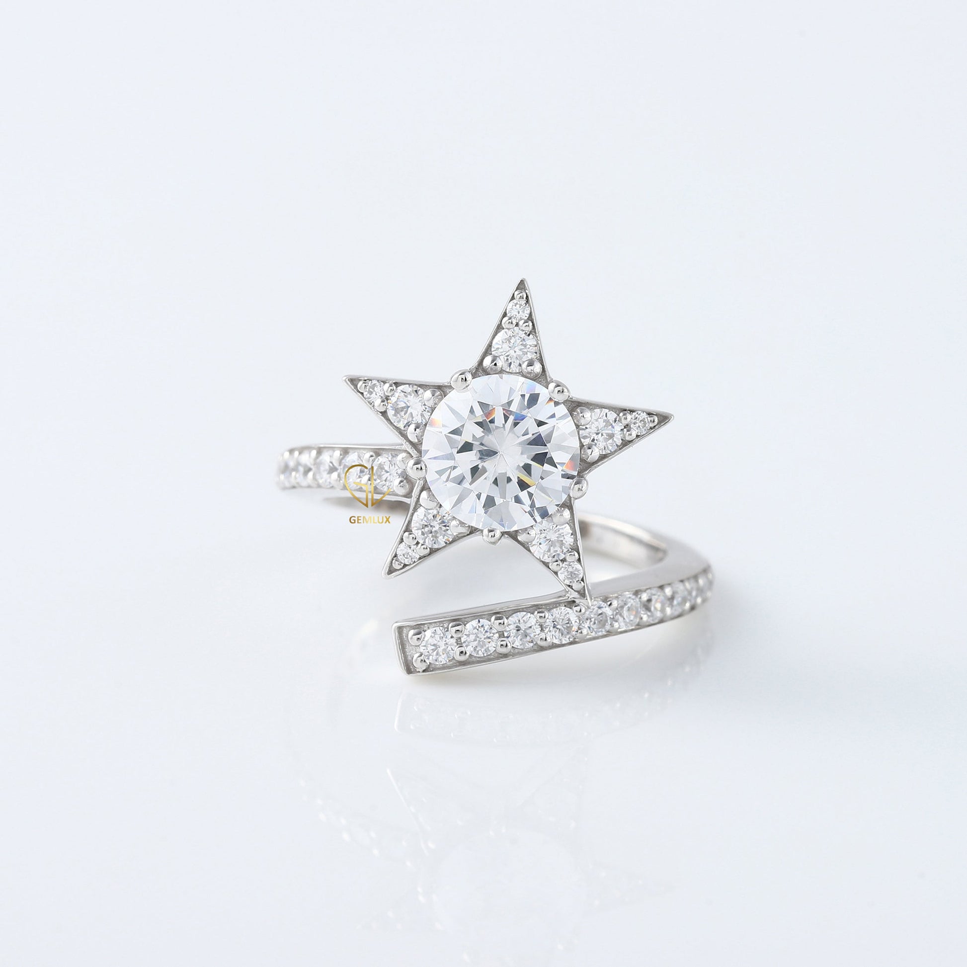 IGI Certified Round Cut Lab Grown Diamond Star Shape Ring