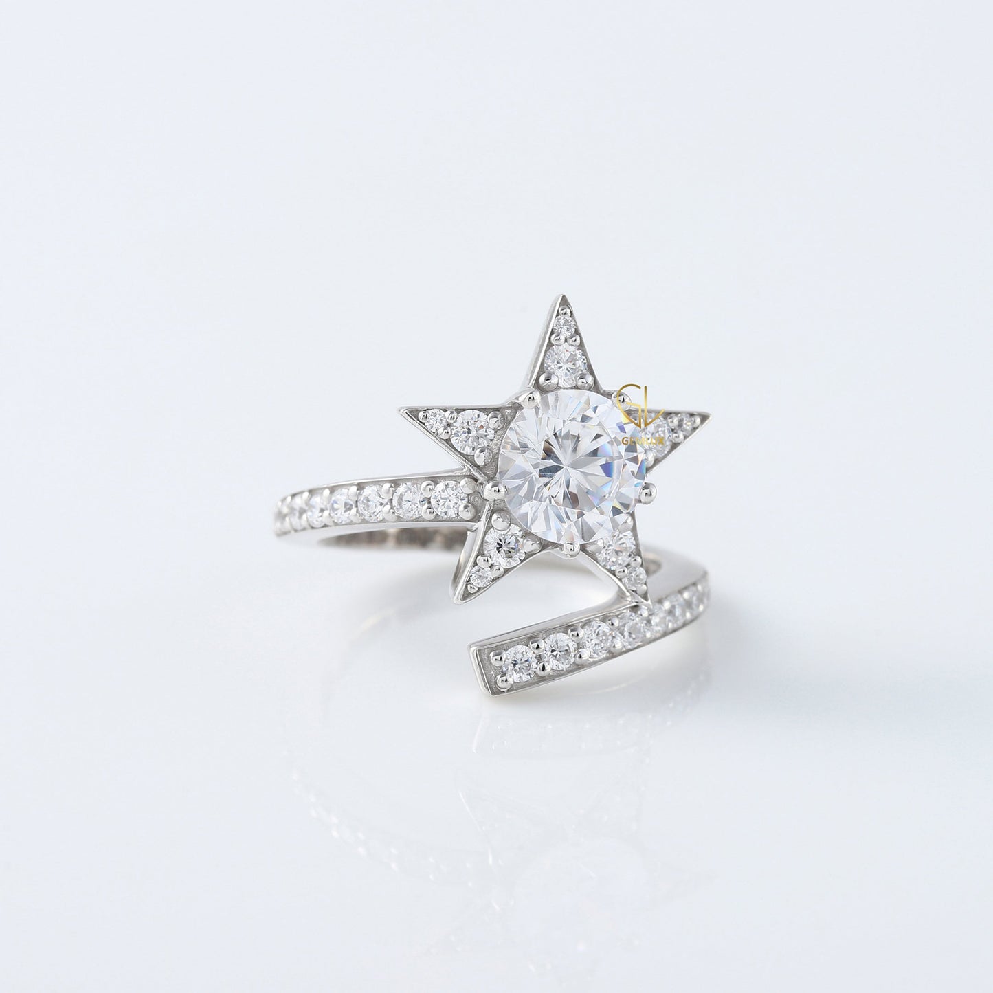 IGI Certified Round Cut Lab Grown Diamond Star Shape Ring