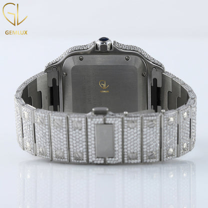 Arabic Dial Two Tone Yellow Gold Iced Out Lab Grown Watch