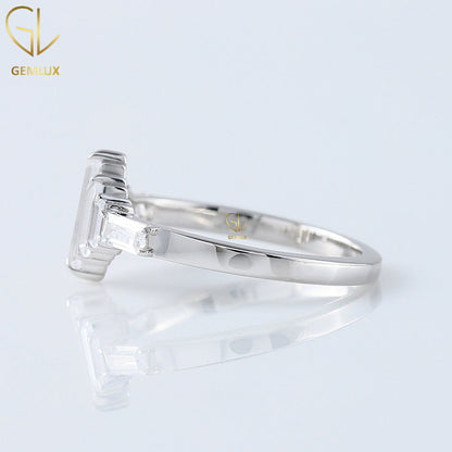 Seven Stone Baguette Cut Moissanite Engagement Ring