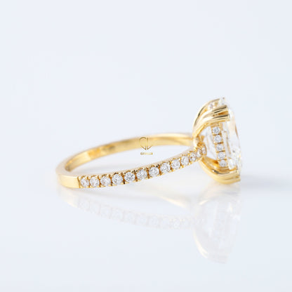 Oval Cut IGI Certified Lab Grown Diamond Hidden Halo Engagement Ring