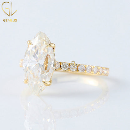 Selena Gomez Marquise Cut Moissanite Engagement Ring