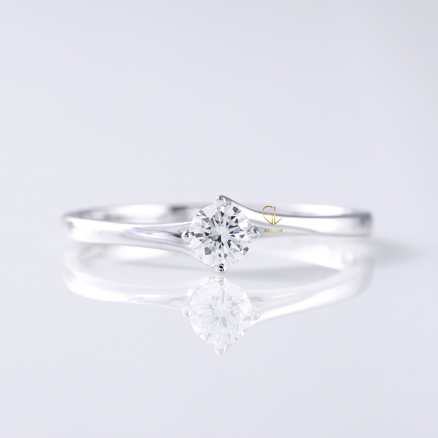 Round Diamond Solitaire Bypass Ring